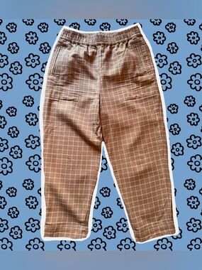 Madewell Brown Windowpane Plaid Elastic Waist Pants